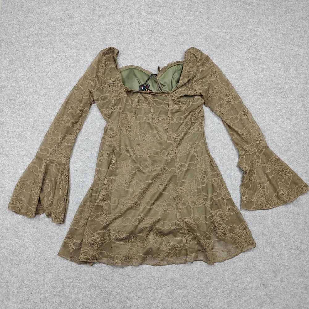 DELiA*s Dress Womens XXL Green Lace Fit & Flare Off Shoulder Mini Dolls Kill New - Picture 7 of 10